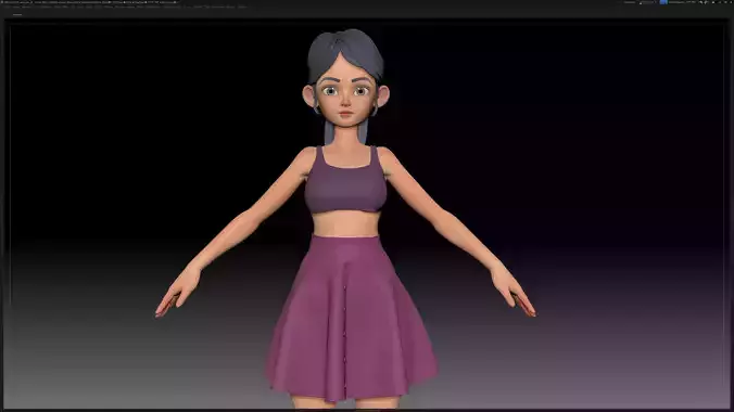 ZBrush Stylized Character Girl Base Mesh - Amy Girl Style 8