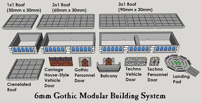 6mm or 8mm Modular Gothic Building System 3D print model
