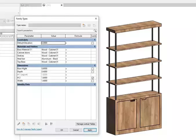 Modern cabinet with shelves
