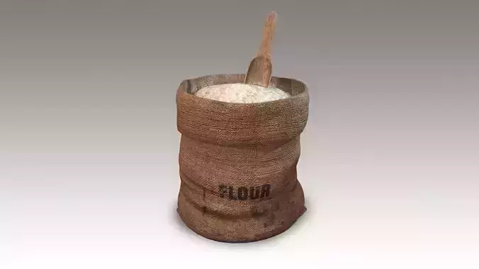 Sack with Flour Low-poly 3D model