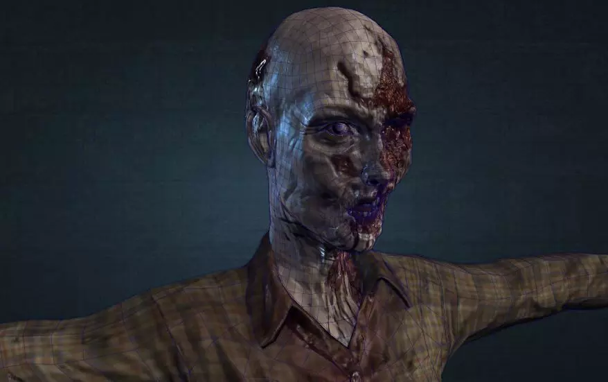 female Zombie Low-poly 3D model_0