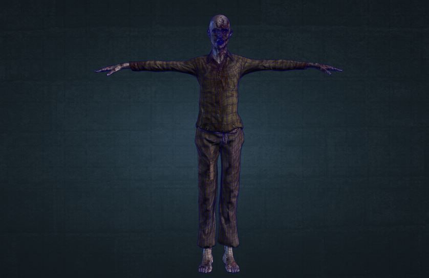 female Zombie Low-poly 3D model_11