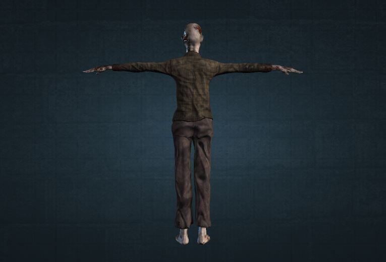 female Zombie Low-poly 3D model_6