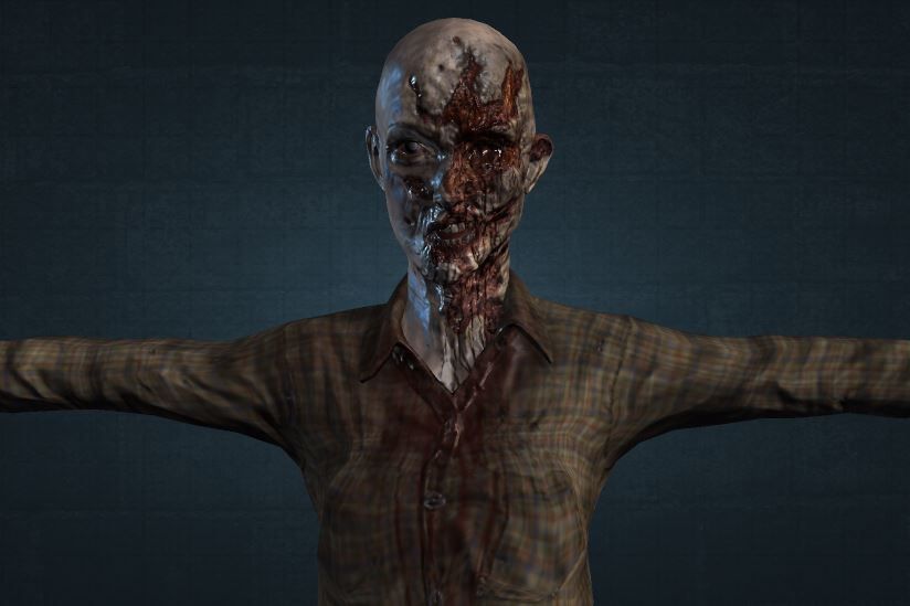 female Zombie Low-poly 3D model_2