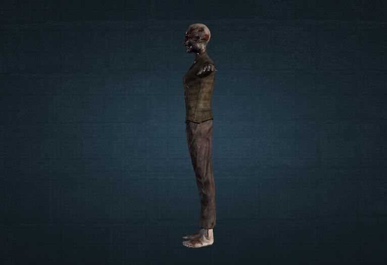 female Zombie Low-poly 3D model_5