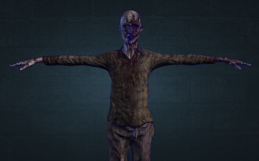 female Zombie Low-poly 3D model_8