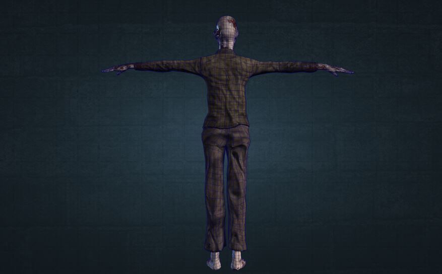 female Zombie Low-poly 3D model_9