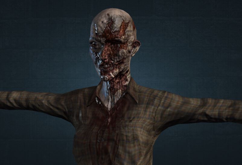female Zombie Low-poly 3D model_3