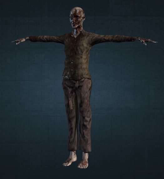 female Zombie Low-poly 3D model_1