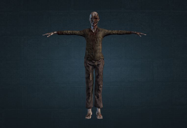 female Zombie Low-poly 3D model_4