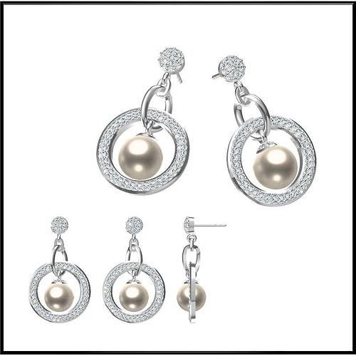 JCD White gold pearl set for sale jewelry files 3D print model
