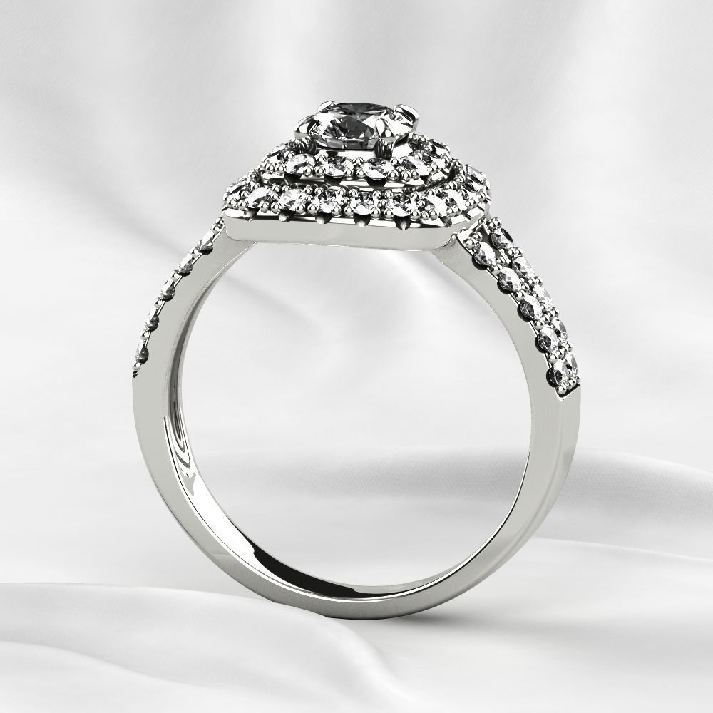 Cushion Shape Gold Ring 3D print model_13