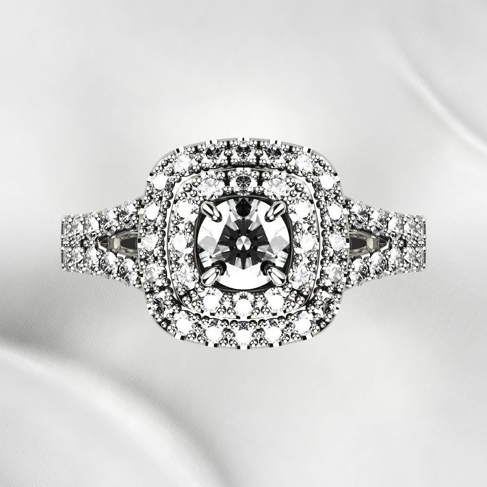 Cushion Shape Gold Ring 3D print model_11