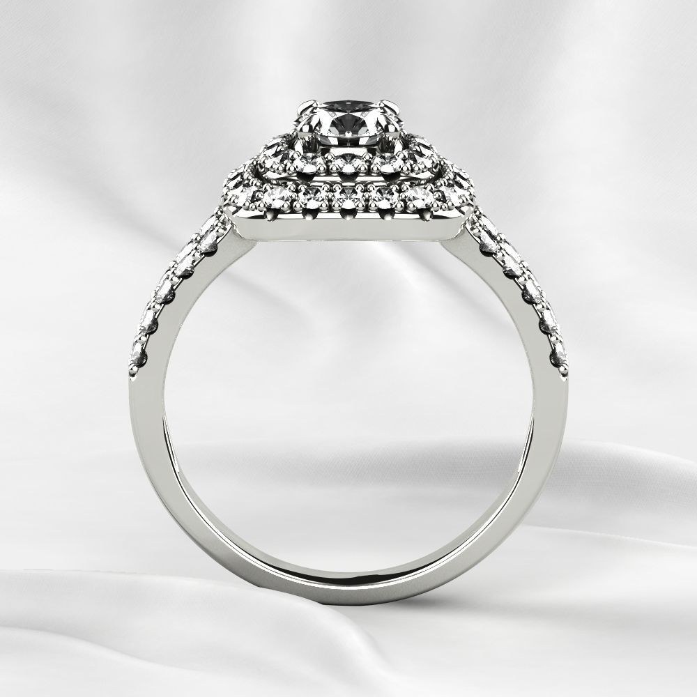 Cushion Shape Gold Ring 3D print model_12