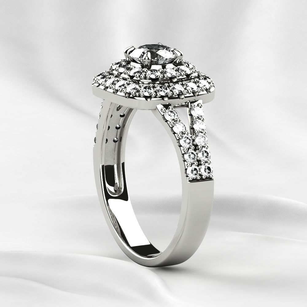 Cushion Shape Gold Ring 3D print model_16