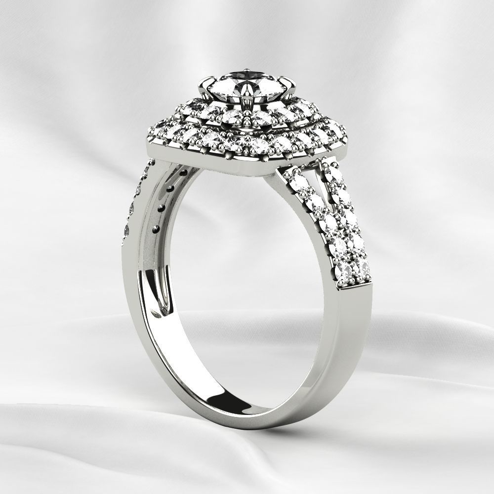 Cushion Shape Gold Ring 3D print model_15