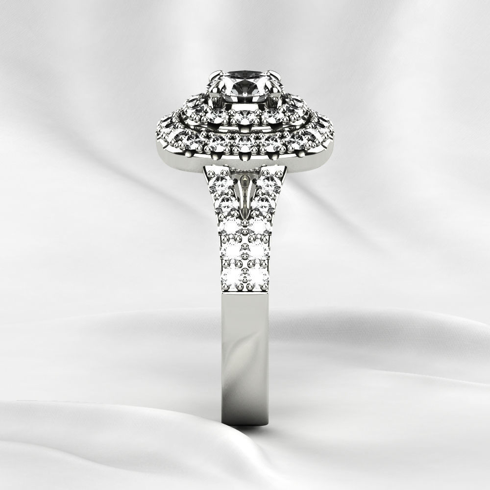 Cushion Shape Gold Ring 3D print model_18