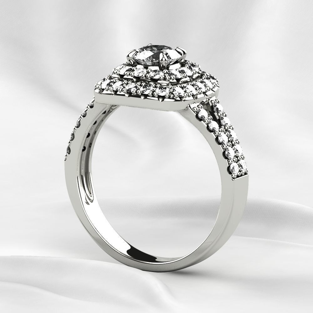 Cushion Shape Gold Ring 3D print model_14