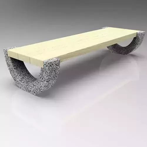 Concrete bench Ladeika with stone chips and wood