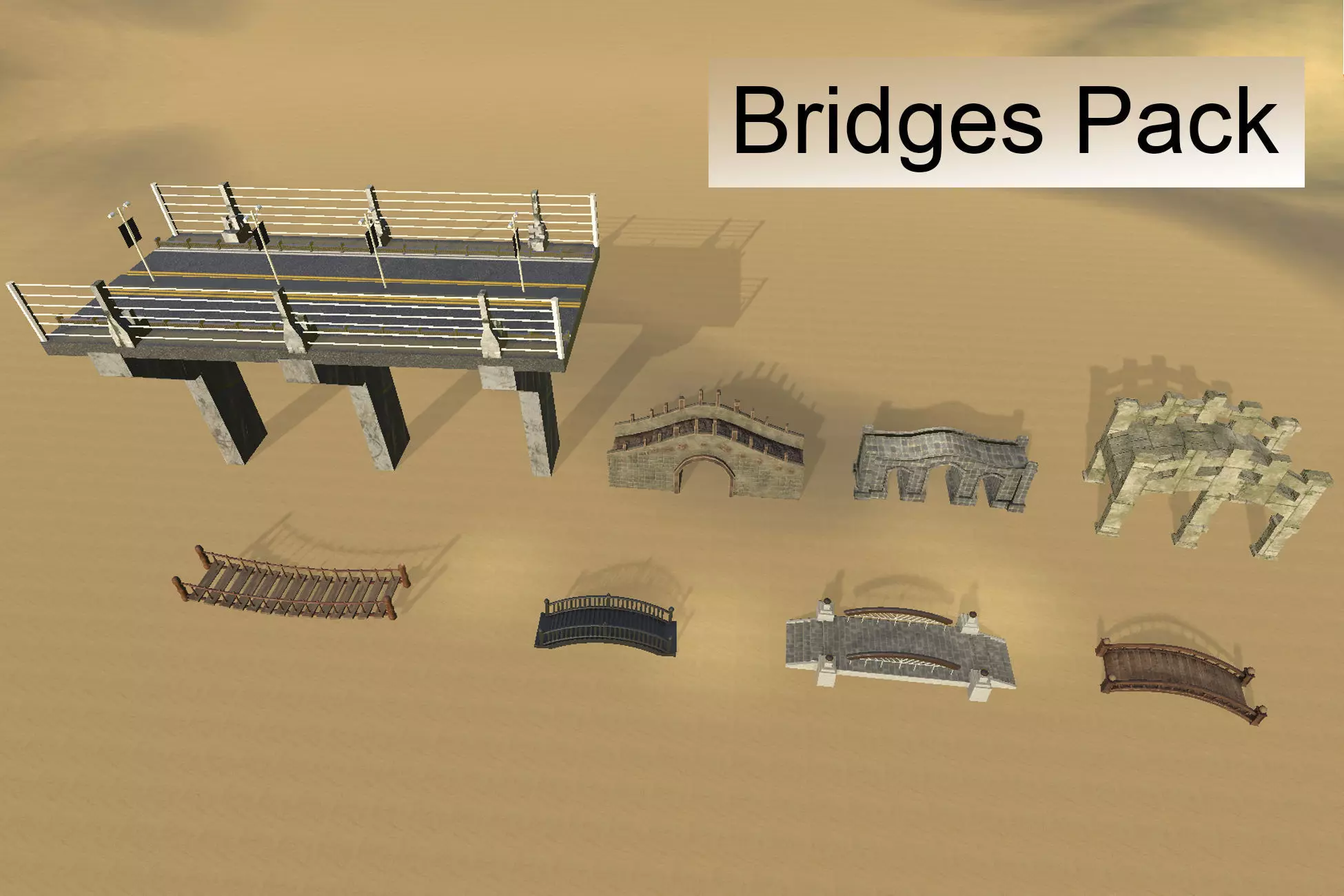 HQ Bridges Pack 3D Models Low-poly 3D model_0