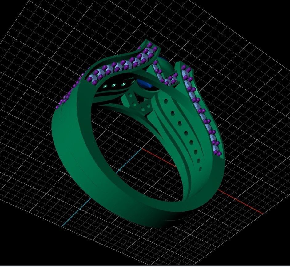 Tiffany 3Row ring many sizes 3D print model_8