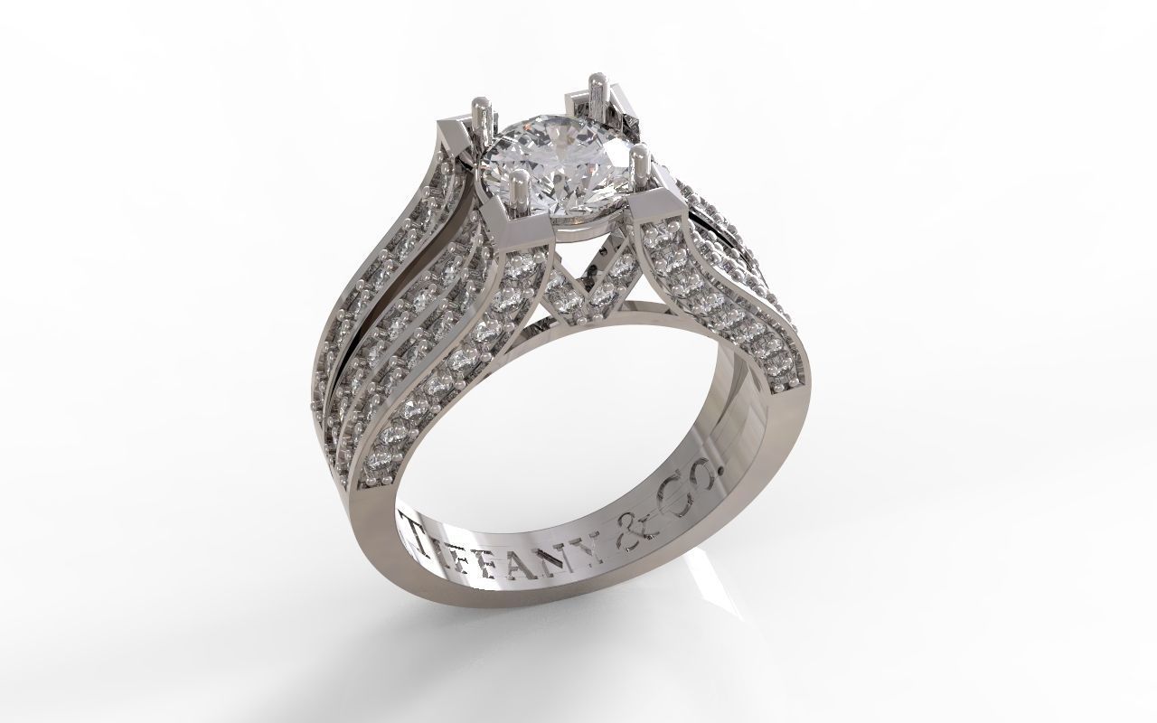 Tiffany 3Row ring many sizes 3D print model_1