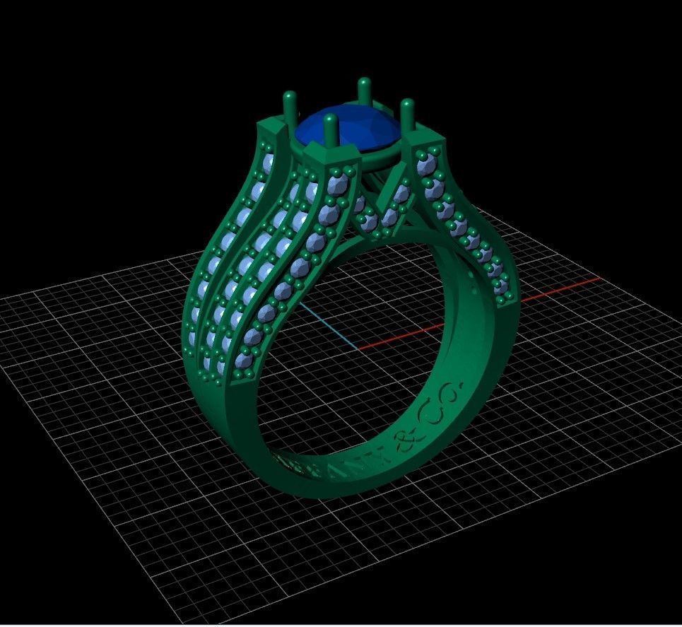 Tiffany 3Row ring many sizes 3D print model_7
