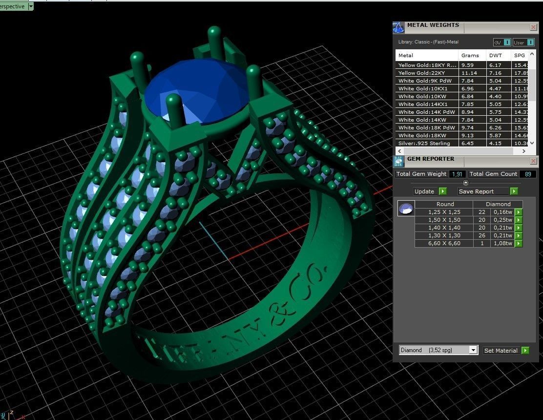 Tiffany 3Row ring many sizes 3D print model_3