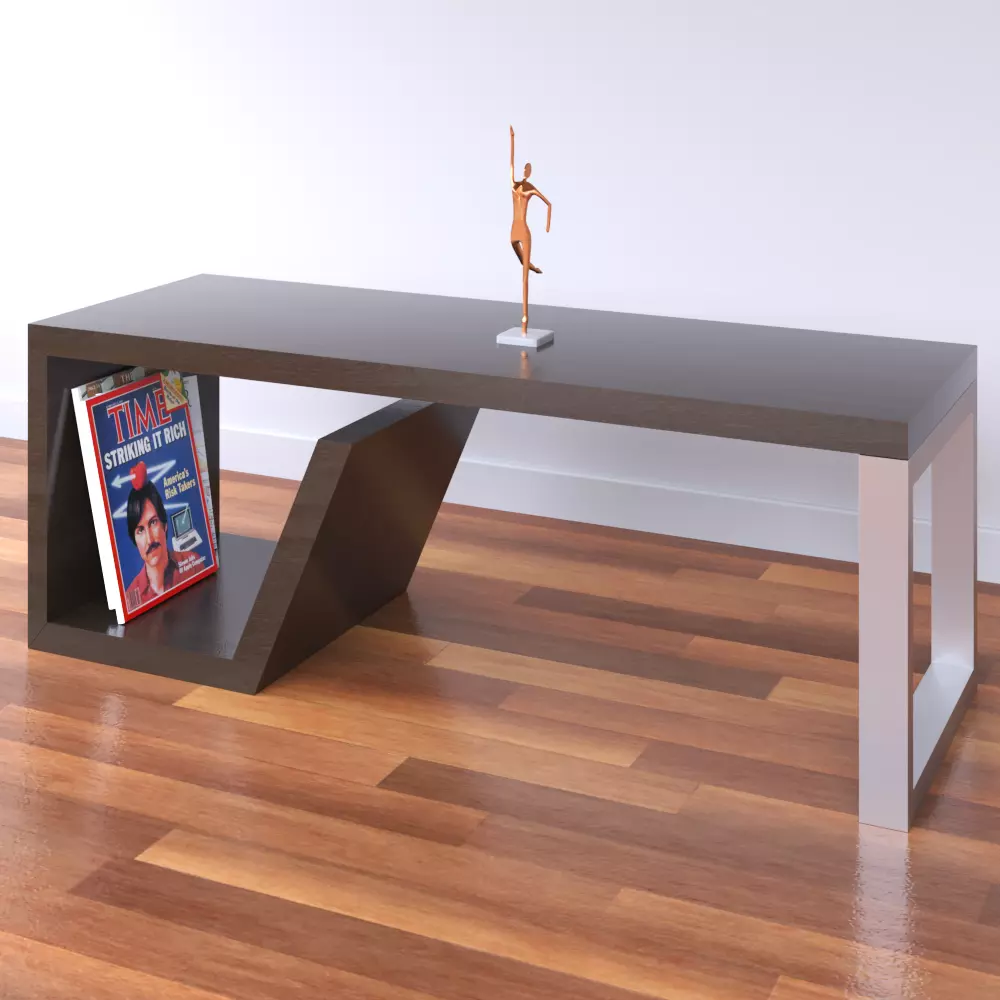 Wood and metal center table - Mesa de centro em madeira e metal 3D model