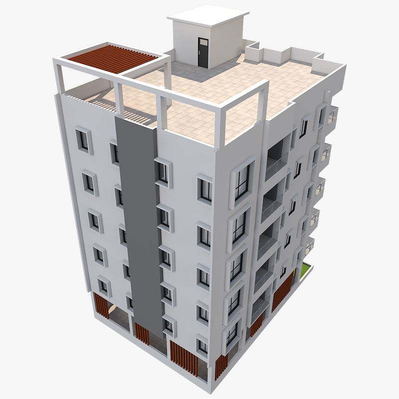 3D model Apartment Building 3D model_10