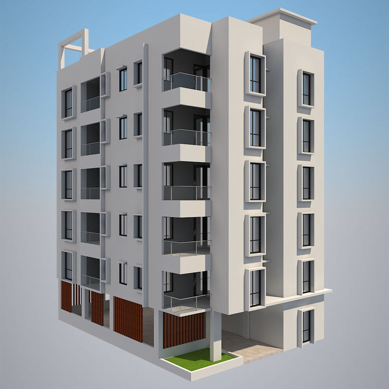 3D model Apartment Building 3D model_7