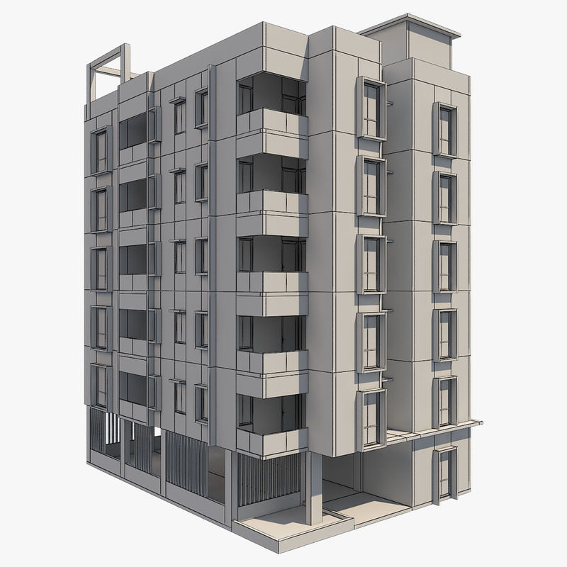 3D model Apartment Building 3D model_12