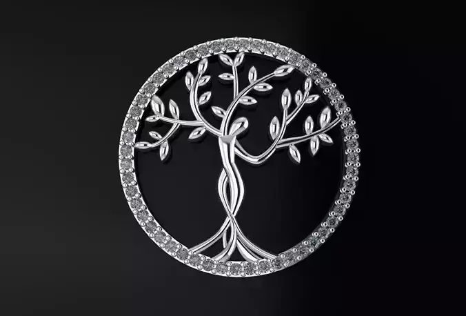 tree 3dm of life brooch with diamonds