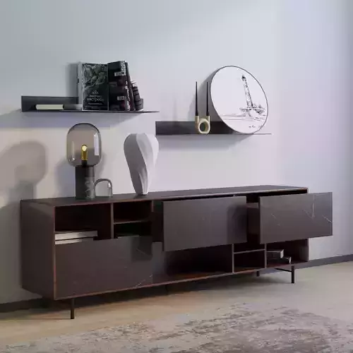 Nightstand modern sideboard with marble top