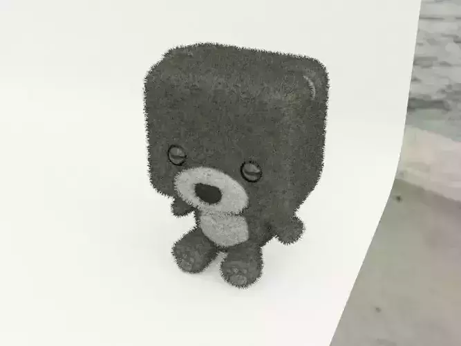 Bear toy with Hair and Fur 3D model