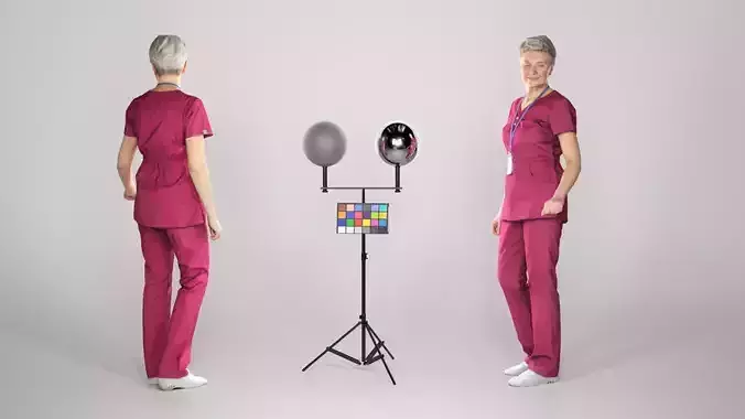 Surgical nurse in red uniform smiling 138 Low-poly 3D model