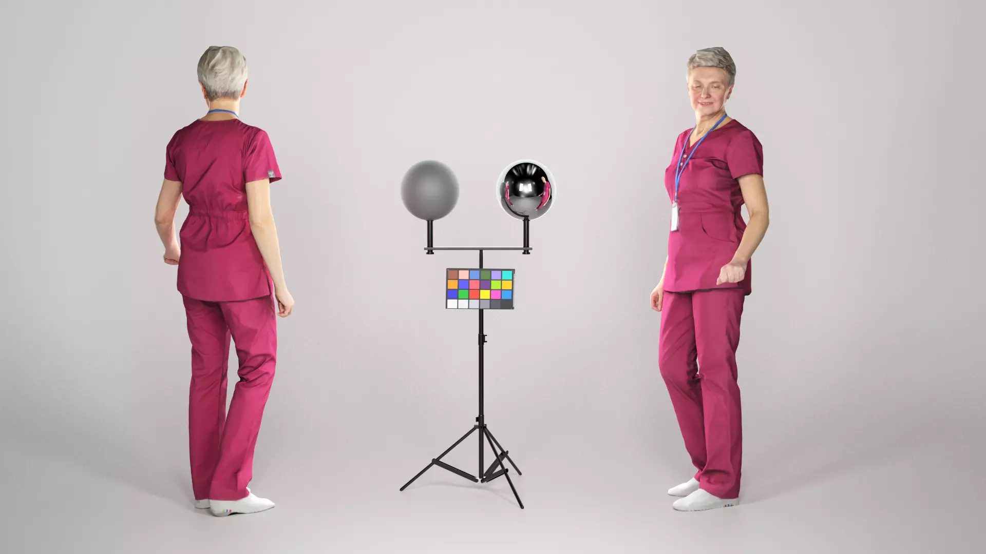 Surgical nurse in red uniform smiling 138 Low-poly 3D model
