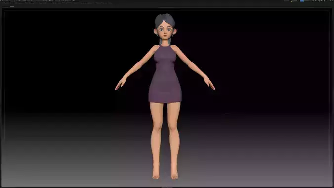 ZBrush Stylized Character Girl Base Mesh - Amy Girl Style 9