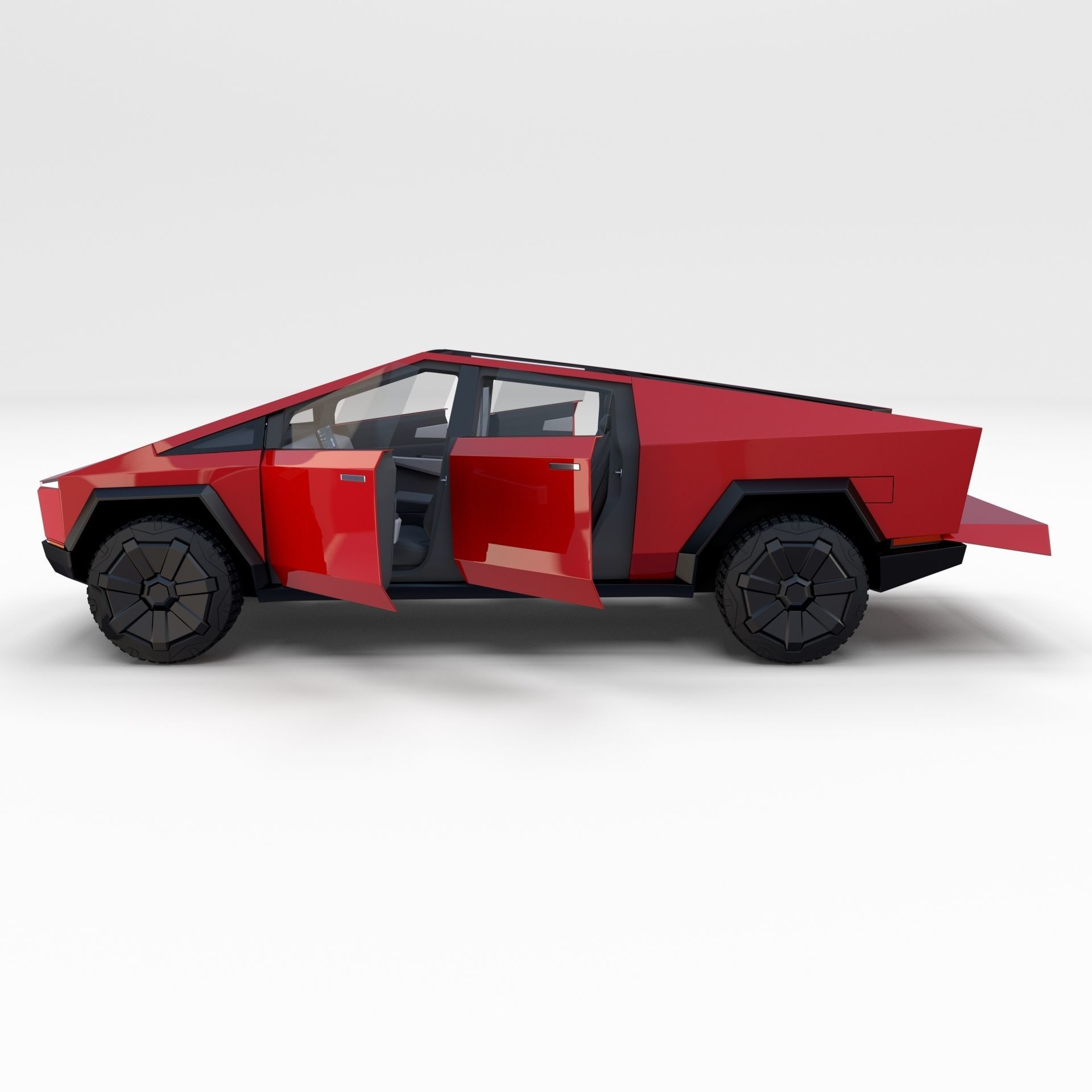 Tesla Cybertruck with interior Red 3D model_16