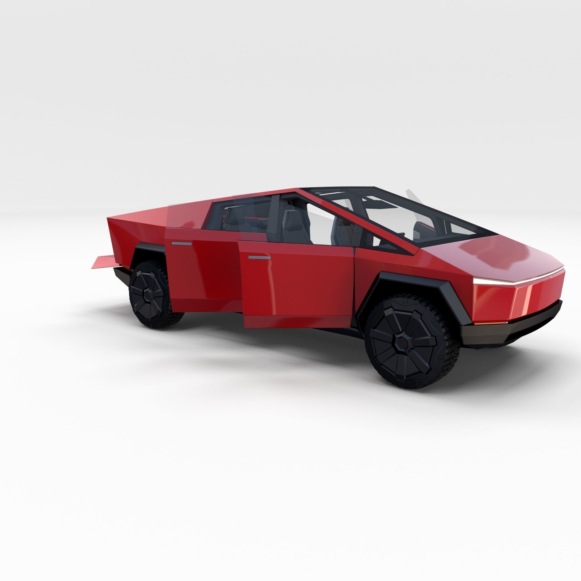 Tesla Cybertruck with interior Red 3D model_18