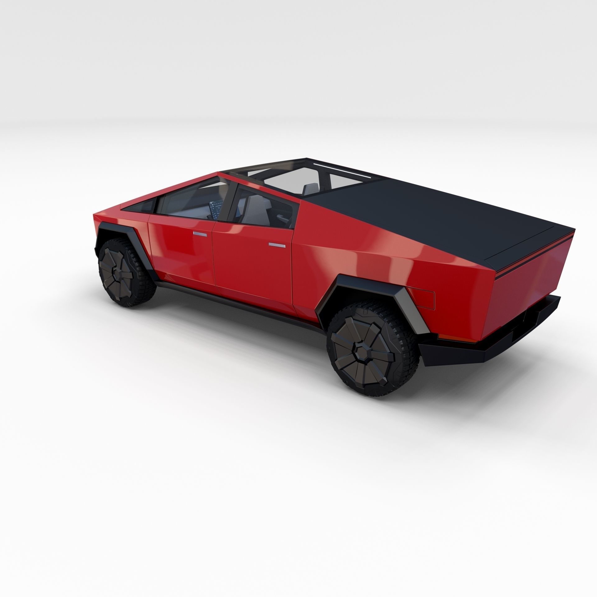 Tesla Cybertruck with interior Red 3D model_8