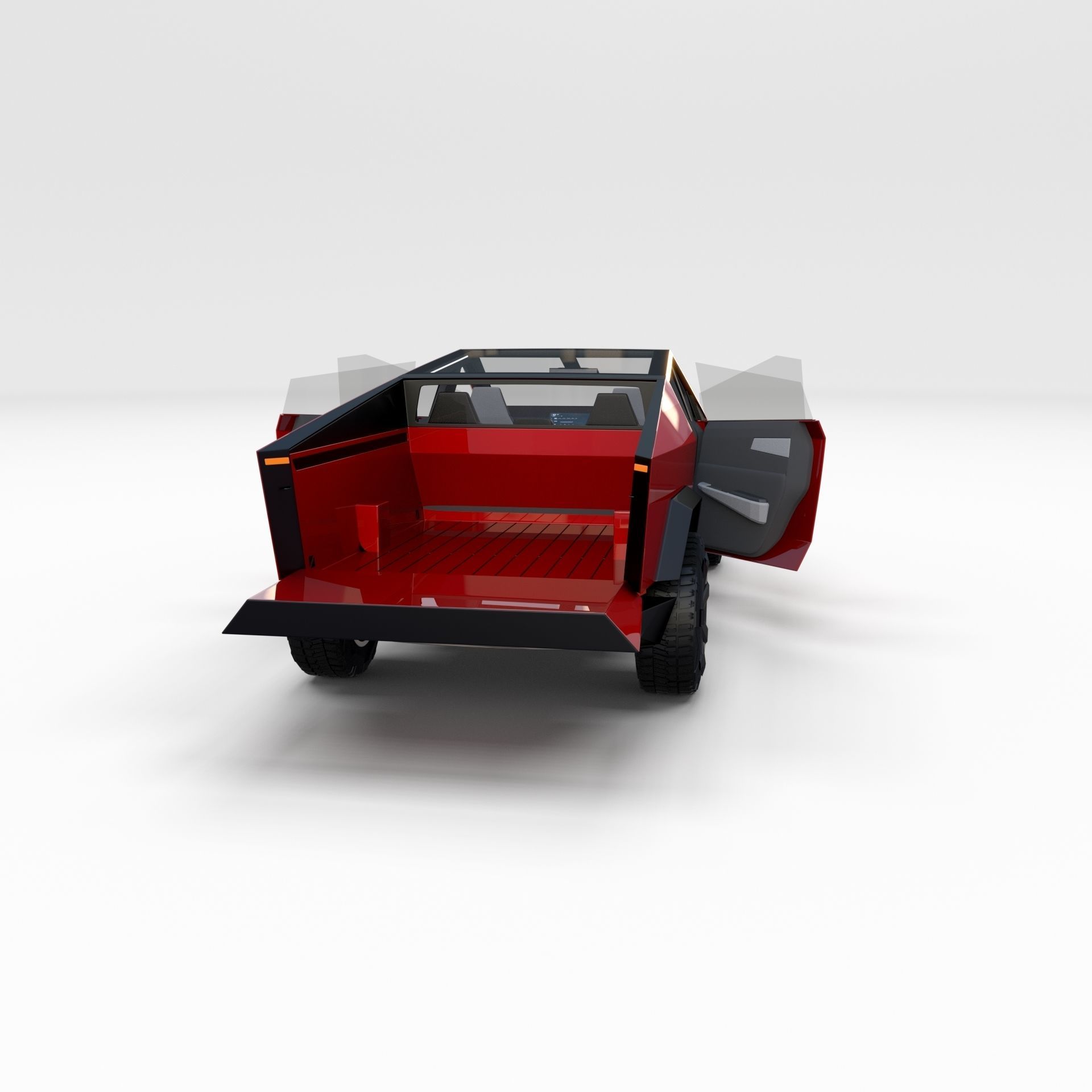 Tesla Cybertruck with interior Red 3D model_17