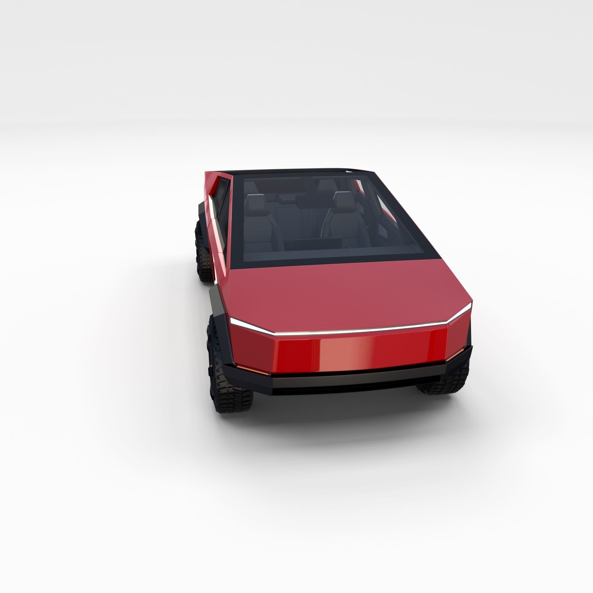 Tesla Cybertruck with interior Red 3D model_11