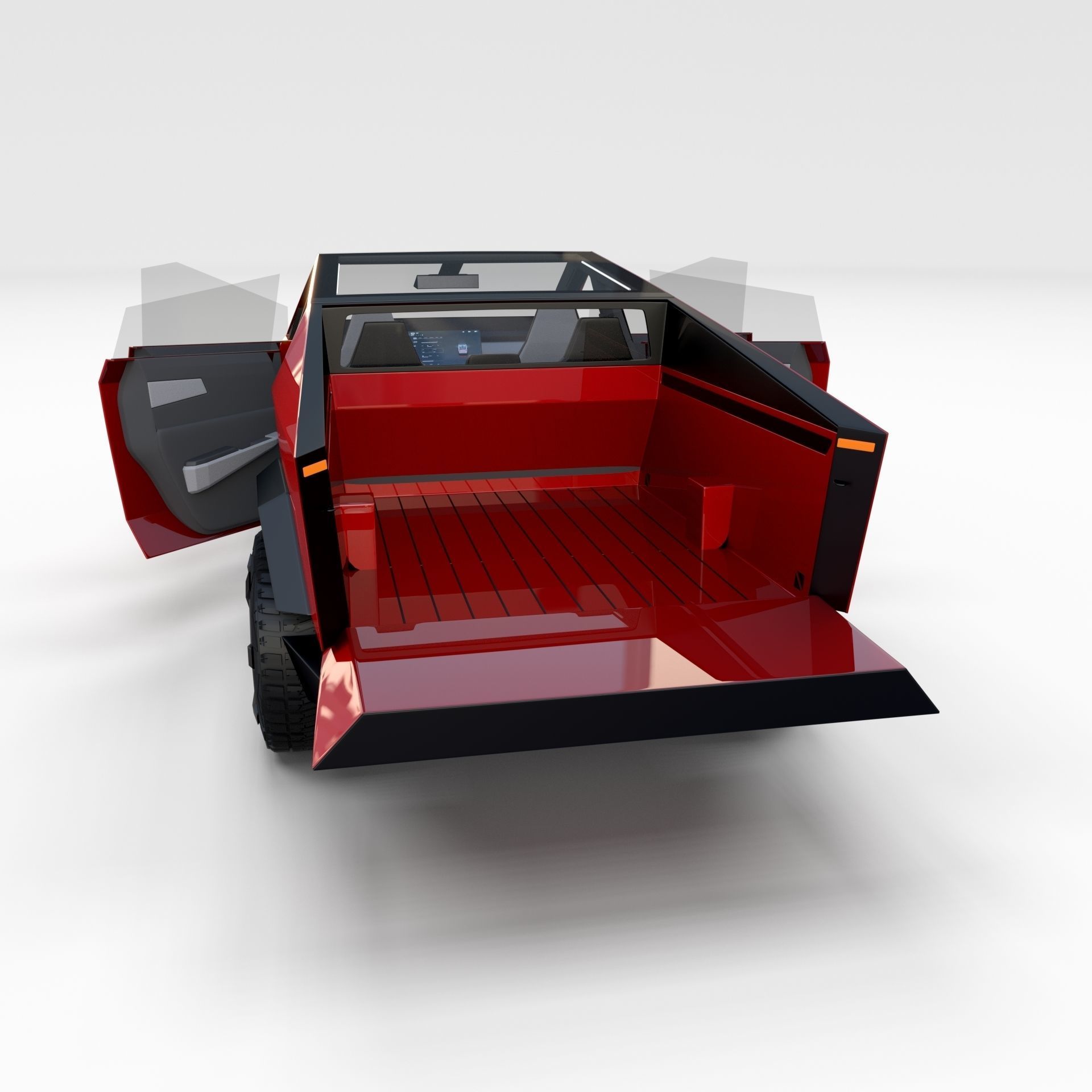 Tesla Cybertruck with interior Red 3D model_23