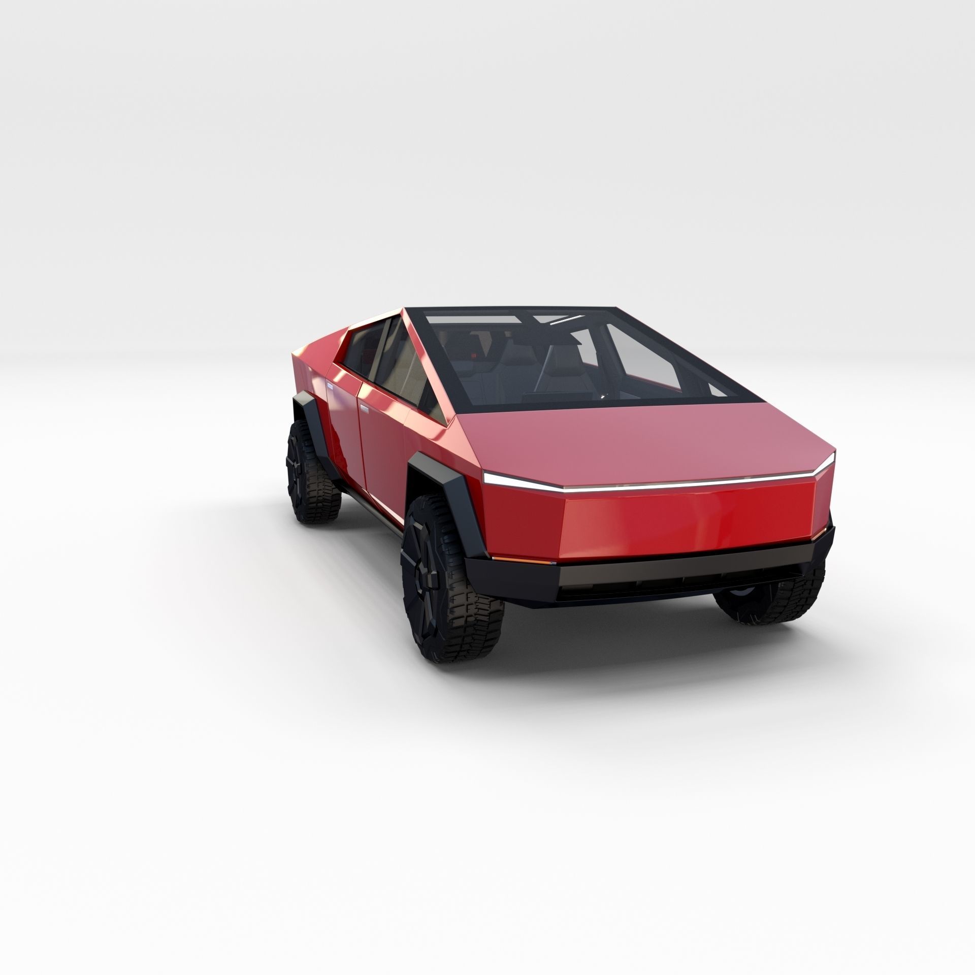 Tesla Cybertruck with interior Red 3D model_6