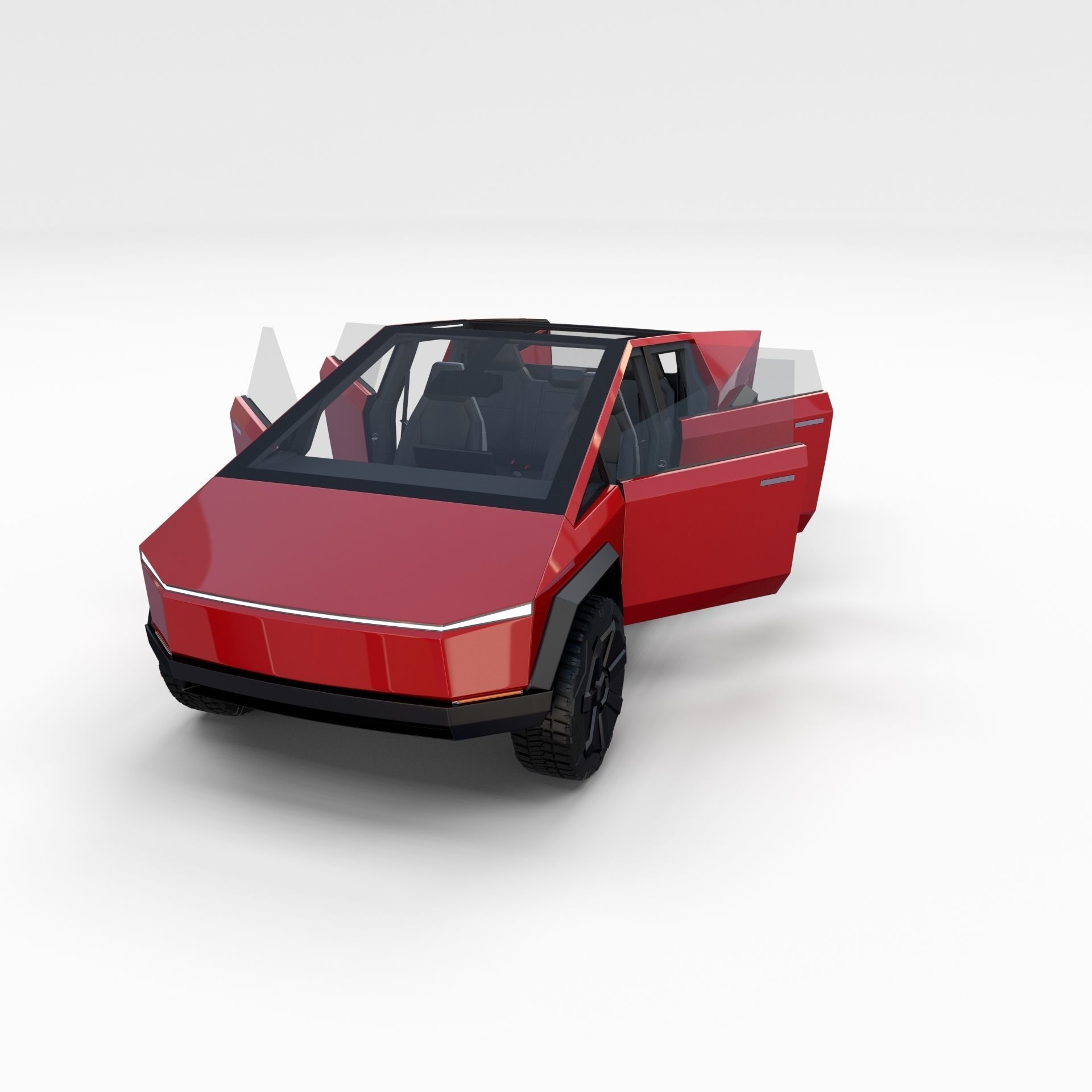 Tesla Cybertruck with interior Red 3D model_19