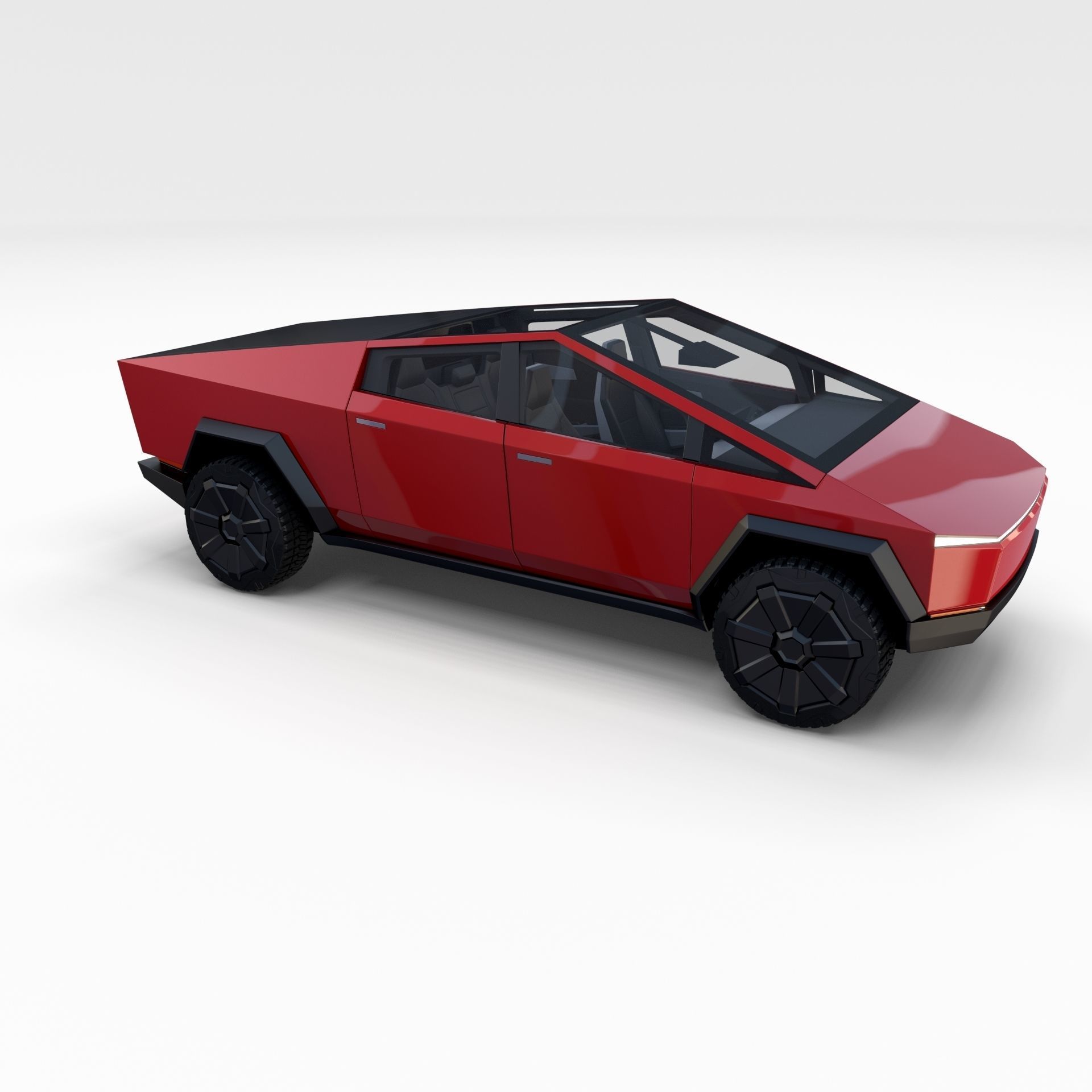 Tesla Cybertruck with interior Red 3D model_10