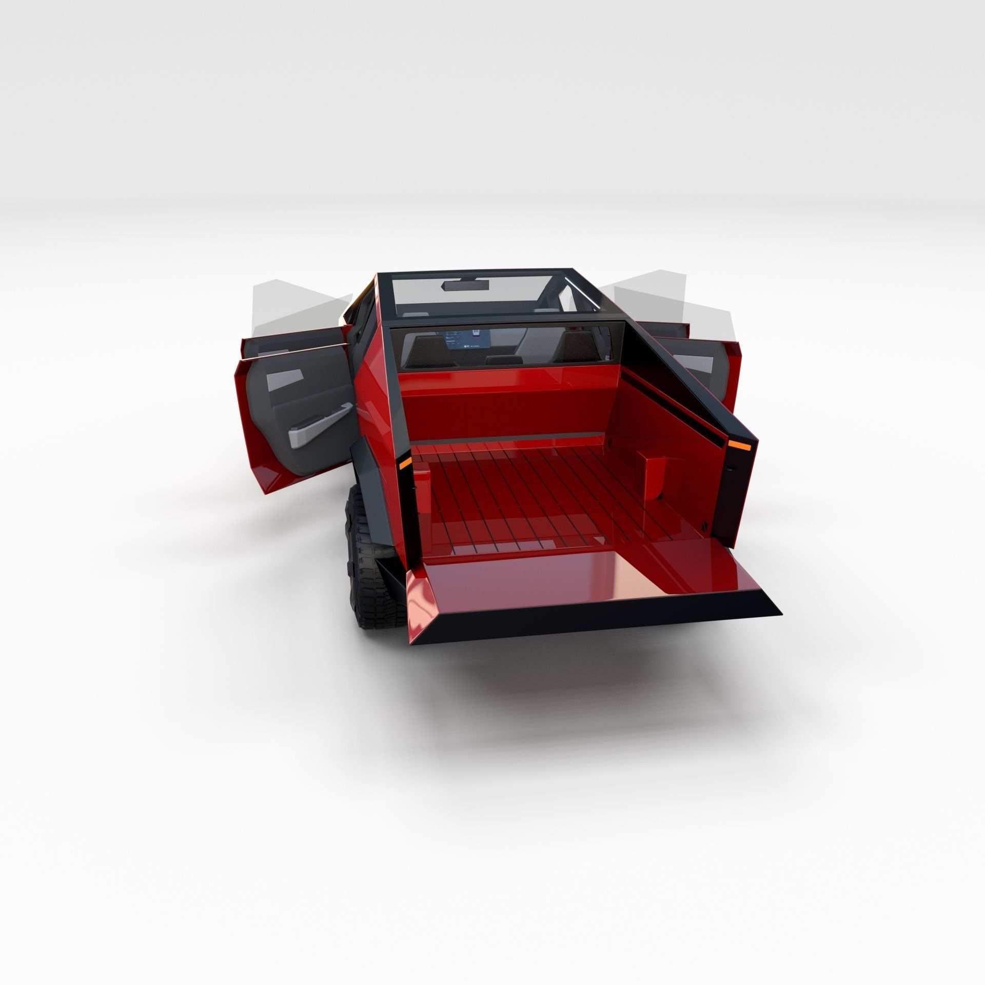 Tesla Cybertruck with interior Red 3D model_20