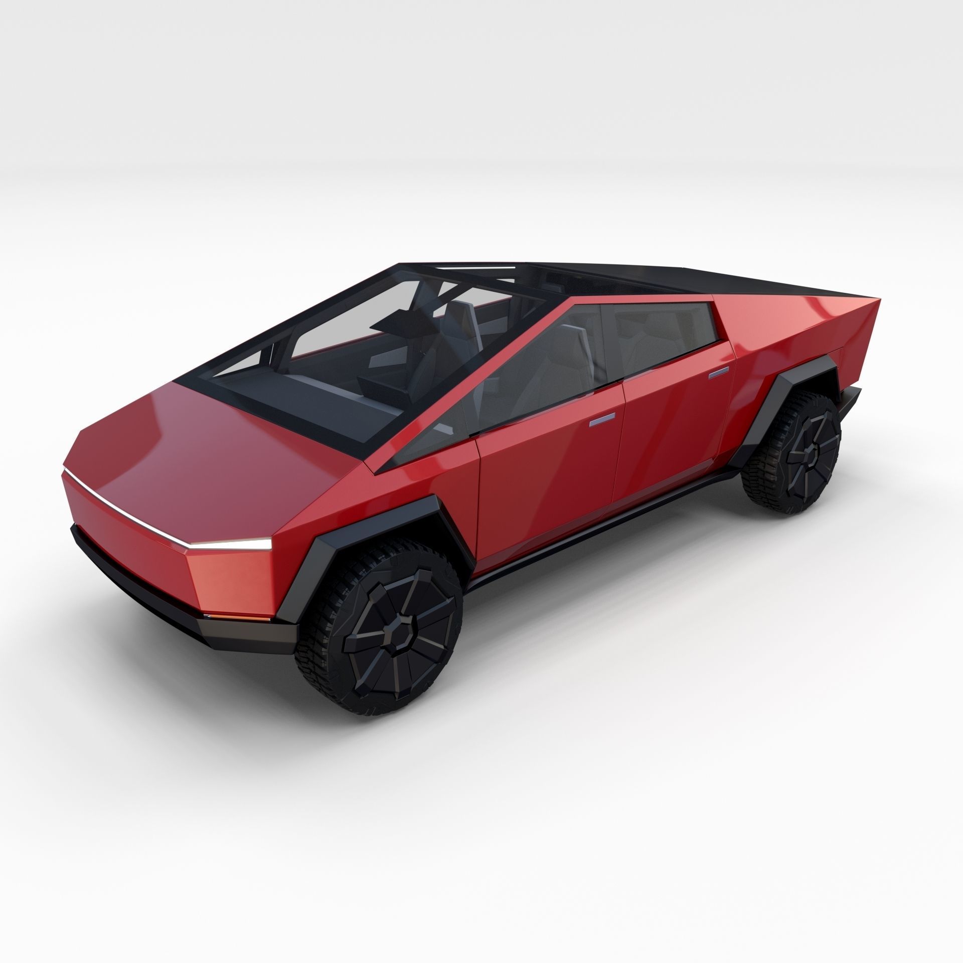 Tesla Cybertruck with interior Red 3D model_12