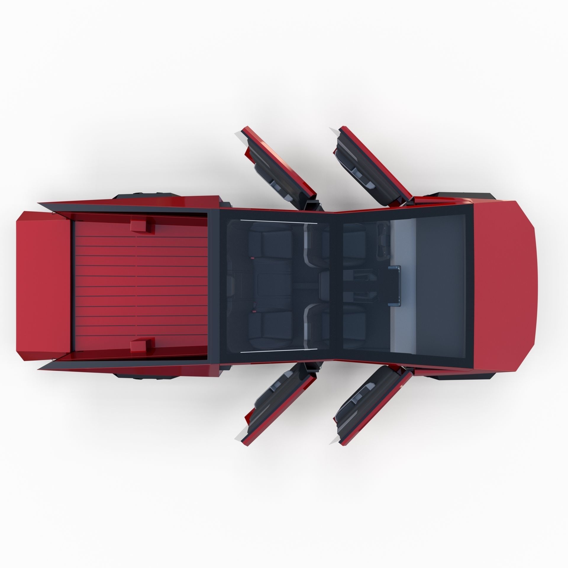 Tesla Cybertruck with interior Red 3D model_22